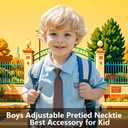 Solid Color Ties for Boys, Adjustable Pre-Tied Necktie Aged 8-12 Kids Boys Tie for Party Wedding School Graduation (Black)