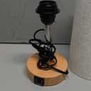 Yarra-Decor Bedside Table Lamp with USB Port - Touch Control for Bedroom 3 Way Dimmable Nightstand Lamp with Flaxen Fabric Shade for Living Room, Dorm, Home Office, Wood-Grain (LED Bulb Included)