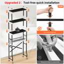 4-Tier Over-The-Toilet Storage Rack, Bathroom Organizer Shelf Over Toilet With Shelf Waterproof Feet Pad And Basket, Multifunctional Space Saver Bathroom Shelves Above Toilet for Room (Black), 24 x 11 x 65.5 inches