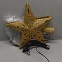 Christmas Tree Topper Star Lighted with Warm Christmas Light Cord, Built-in 6 Projected Patterns, 3D Glitter LED Rotating Lights for Party Holiday Xmas Decorations Gifts (Glod)