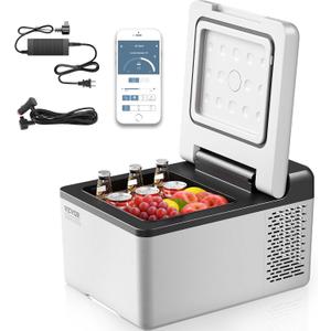 VEVOR 12V Car Refrigerator 10 QT, Portable Mini Freezer with APP Control, -4 to 68, 12/24V DC & 110-220V AC Compressor Cooler for Travel, Camping, Home, Road Trip
