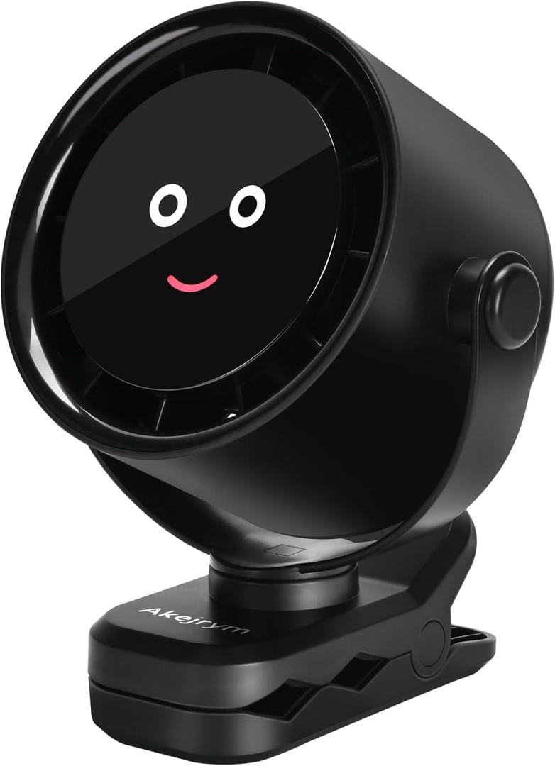 Clip on Fan for Bed, Portable Fan for Travel, 360 Rotate Battery Operated Personal Fan, Digital display, stroller fan with 5 Speeds, For Home Office Stroller Camping - Black