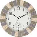 UMEXUS Outdoor Indoor Clock, 13 Inch Waterproof Wall Clocks with Thermometer，Silent Non-Ticking Battery Operated Decor for Patio, Garden, Porch, Pool, Living Room (Marble Gray)