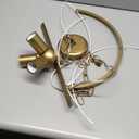 24" Boho Chandelier, Tapered Fabric Drum and Antique Gold Accents Paint Finish Shade Pendant Lighting for Nursery Room Dining Room Living Room Kitchen