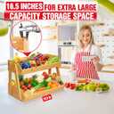 [Upgraded Length] 16.5-Inch Fruit Stand Storage Holder with 4 Sturdier Legs, 2-Tier Fruit Basket , Bamboo Fruit Bowl Holder for Fruit,Vegetables,Bread, Snacks, Home Kitchen Countertop Organizer