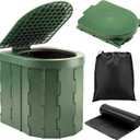 KINSPORY Camping Toilet, Portable Toilet for Adults & Kids, Foldable Potty & Outdoor Emergency Sanitation Products, Trash Can, Stool for Car Truck Camping Travel Hiking Fishing Long Trips (Green)