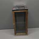 Set of 1 Wooden, Metal and Glass Lanterns – Wood Tealight Holder Set High Quality Wooden Table Lantern Candle Holder Candlestick