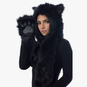 Halloween Costume Black Wolf Animal Anime Hood Cosplay Party with Paws and Ears Zipper Pocket