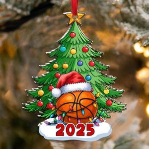 3 x NewEleven Basketball Ornament 2025 - Basketball Gifts for Boys, Him, Boyfriend - Sports Ornaments for Christmas Tree Gift from Friend, Family - Christmas Ornaments