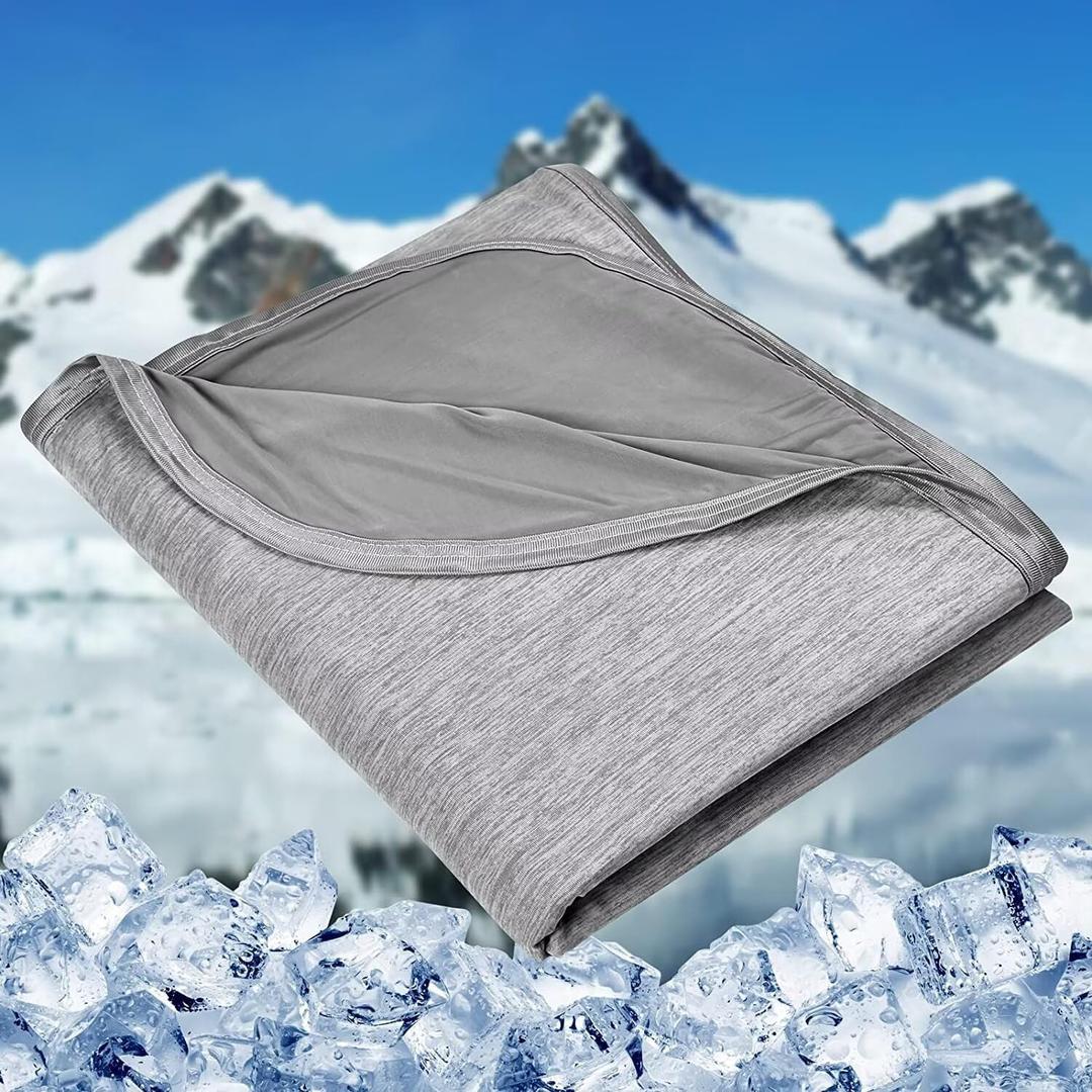 HOMFINE Cooling Blankets for Hot Sleepers - Oversized Summer Blanket Thin Lightweight Breathable Soft Double Side Enhanced Cooling for Bed Couch, Keep Cool for Night Sweats (Grey, 120 x 120 inches)