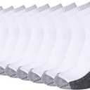 EnerWear 10P Pack Unisex Cotton Moisture Wicking Cushion Ankle Socks (White/Black Block), Size 10-13