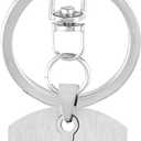 4 x A-Z Stainless Steel Letter Keychain - Alphabet Initial Key Ring for Men Women, Purse or Car Charm