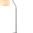 Globe Electric 65" Matte Black Floor Lamp with White Fabric Shade
