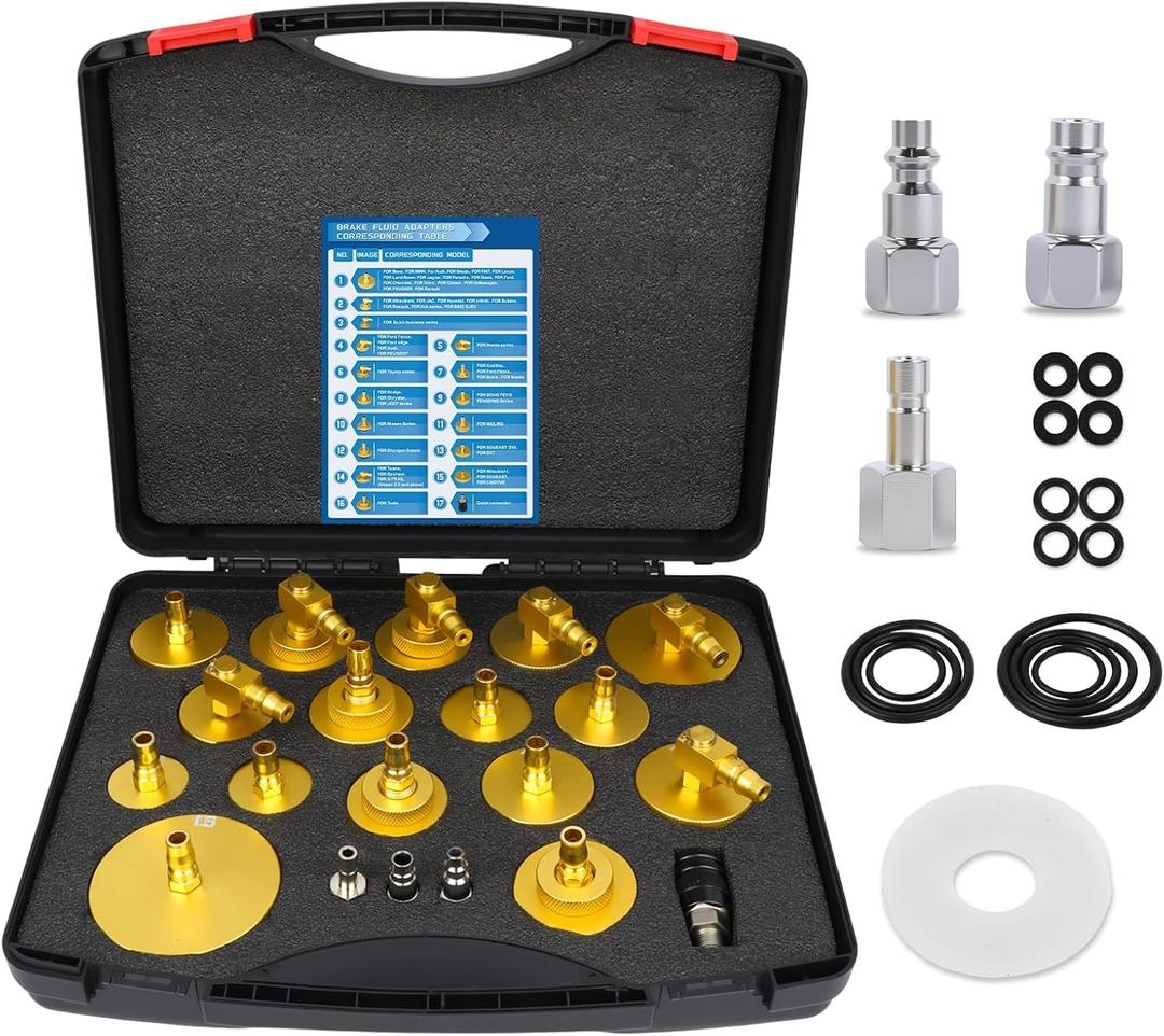 20Pcs Master Cylinder Brake Bleeder Adapter Kit, Aluminum Brake Pressure Bleeding Set Tool with Quick Connector Compatible with VW BMW Toyota Honda Nissan Most Vehicles