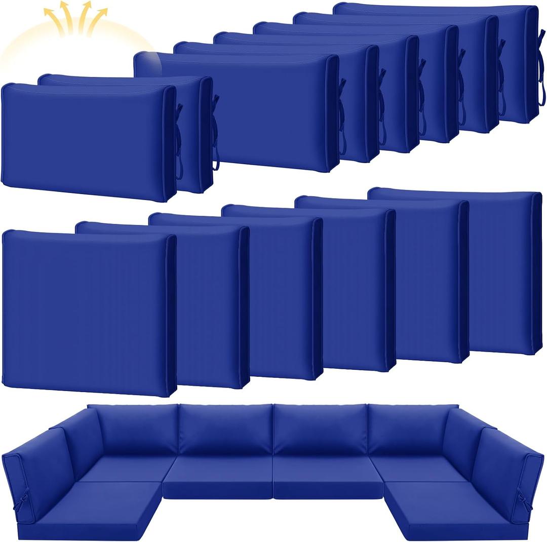 Patelai Waterproof Outdoor Patio Cushion Covers Replacement 24 x 24 UV Proof Wicker Sofa Sectional Seat Slipcovers for Rattan Sectional Set Supplies, Covers Only