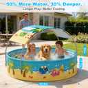 Foldable Swimming Pool with Canopy for Kids 62.9"x17.7" Hard Plastic Portable Dog Pool Anti-Slip Collapsible Pets Bathtub Kiddie Pool Indoor Outdoor Backyard (JellieMons 63'')