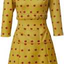 MyheroCos Mrs. Fox Cosplay Costume Women's Fancy Dress with Pocket (Yellow) Small