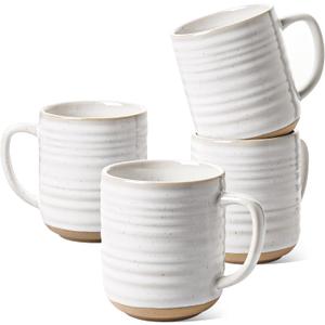 LE TAUCI Coffee Mugs 12 oz, Ceramic Coffee Cups for Latte, Hot Tea, Cappuccino, Mocha, Cocoa, Housewarming Wedding Present Mug Set - Set of 4, Arctic White (Full 12 oz, Normal 11 oz)