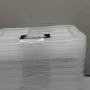 Plastic Storage Bins with Lids 6 Pack Storage Organizer, 7 Quart Stackable Storage Boxes with Buckle Lids and Handle easy for Home Office Pantry Organization, Clear (Black)