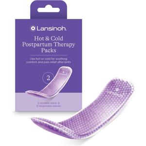 Lansinoh Hot and Cold Postpartum Pads Reusable Perineal Ice Packs for Postpartum Recovery, Labor & Delivery Essentials, 2 Count