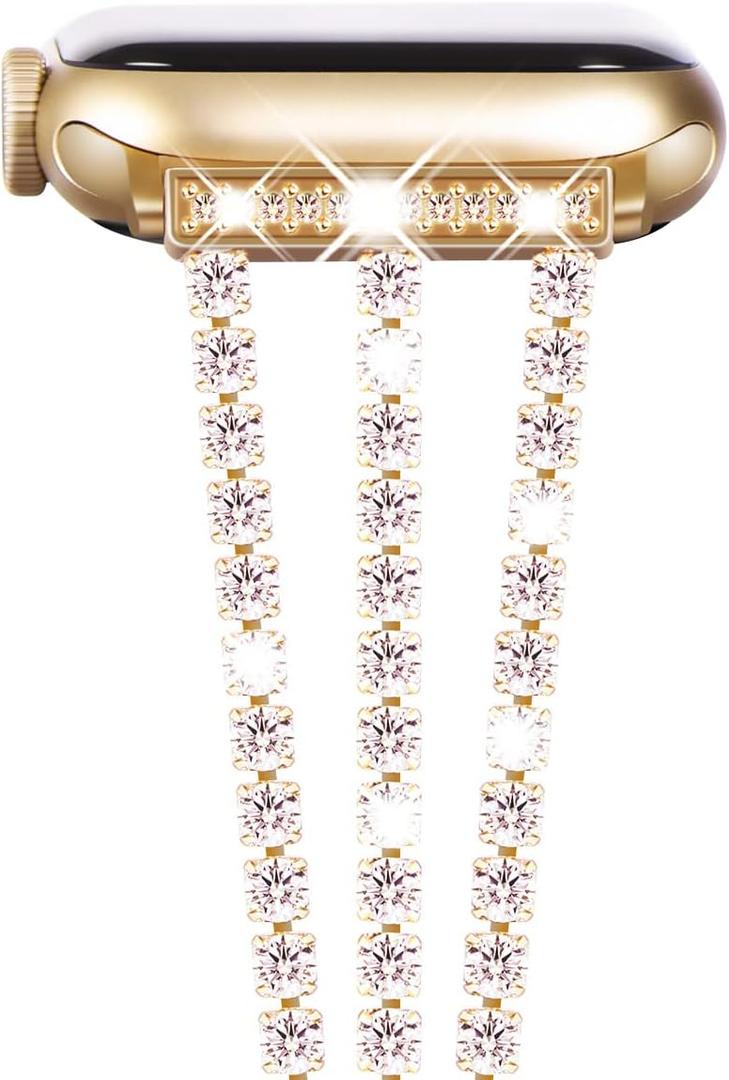 NewWays for Apple Watch Band 38mm 40mm 41mm 42mm 44mm 45mm 46mm 49mm for iWatch Series 11 10 9 8 7 6 5 4 3 2 1 SE Ultra, Sparkling Bling Shiny Diamonds Bracelet for iWatch Band Womens