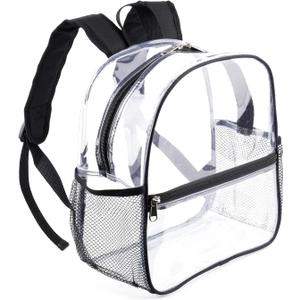 Fomaris Clear Backpack for Stadium Events 12x6x12 Clear Bags Stadium Approved for Sports Concert Festival (Black)