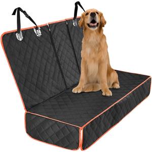BESULEN Dog Car Seat Cover for Back Seat, Waterproof Dog Bench Seat Pad Compatible for Armrest & Seat Belt, Universal Nonslip Durable Soft Pet Protector for Cars Trucks & SUV (Orange Edge)