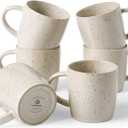 famiware Coffee Mugs Set of 6, Meteor 13 oz Ceramic Mug Cup Set with Handle for Coffee, Tea, Cappuccino, Latte, Milk, Creamy White