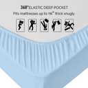 Full Size Fitted Sheet Only Light Blue, 100% Egyptian Cotton 600 Thread Count, 16" Deep Pocket Cotton Fitted Sheet (1 Piece Bottom Sheet Only)