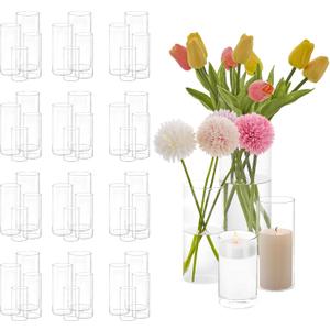 48 Pcs Glass Cylinder Vases Set (4/6/8/10 Inch)  Modern Flower Vases for Centerpieces, Bud Vase Arrangements & Floating Candles  Wedding/Christmas/Home Decor Essentials