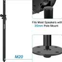 Vondynote Set of 2 Speaker Poles for Subwoofer 35mm Speaker Pole Mount Height Adjustable Fits M20 Threaded Mount