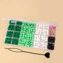 AD Beads 216PCS 6x9mm Soft Pony Silicone Beads for stylehair, Green Series with 80 Elastic Bands, Tool and Storage Box Kit for Braids, Bracelet, Crafts.