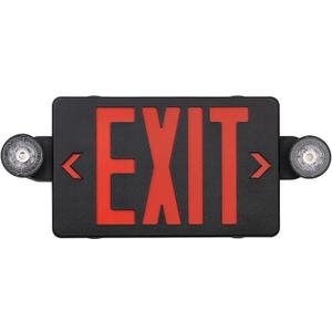 GZRUIYANG Black Housing Exit Sign with Emergency Lights Red, LED Emergency Exit Light with Battery Backup, UL 924 Certified, AC 120/277V, Commercial Emergency Lights Combo for Business - 1 Pack