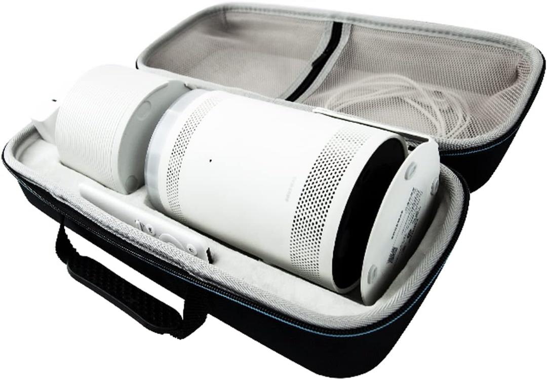 Carrying Case for Samsung The Freestyle Projector,Compatible with The Freestyle Smart Portable Projector/The Freestyle 2nd Gen Projector 360All-Round Hard EVA Protection Storage Box Travel Bag (Black+blue edge)