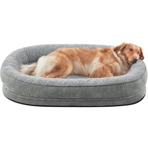 JOEJOY Orthopedic Dog Beds Large Sized Dog, XL Egg-Crate Memory Foam Pet Couch Bed with Bolster Sides, Waterproof Lining, Removable Washable Cover & Non-Slip Bottom, Light Grey (XL(42"x 32"x 7.5"))