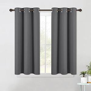 NICETOWN Grey Kitchen Blackout Short Curtain Panels for Bedroom (4 Panels, 34x58 -Inch, Grey)