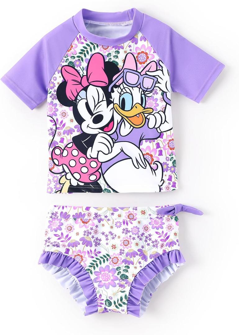 Disney Princess Frozen Marvel Elsa Minnie Toddler Girl Swimsuit Tankini Bathing Suit 2 Piece Swimwear UPF 50+ Rashguard  5-6 Years