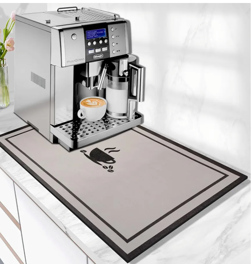 Coffee Mat Super Absorbent Coffee Bar Mat Hide Stain Coffee Maker Mat for Countertops Coffee Bar Accessories Fit Under Coffee Machine Coffee Pot Dish Drying Mat for Kitchen Counter 18"x28"