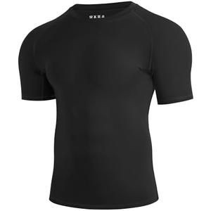 Nukuvara Men's Compression Shirt Short Sleeve Athletic Football Undershirts Quick Dry Base Layer T-Shirt Workout Gym Running, Size Large