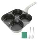 Foorey Home Egg Pan Upgraded Titanium 4-Cup Nonstick Fried Egg Omelette Pan with Ergonomic Handle Breakfast Skillet Pancake Gas Stove and Induction Compatible Ideal for Mom (1, White)