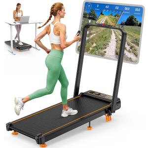Walking Pad with 10% Incline & Handle Bar, Low Noise Walking Pad Treadmill for Home Small, Upgrade 3.5HP Treadmill with Incline, 4 in 1 Portable Compact Walking Pad with Incline/APP 350lbs