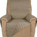 PureFit Reversible Quilted Sofa Cover, Water Resistant Slipcover Furniture Protector, Washable Couch Cover with Non Slip and Elastic Straps for Kids, Dogs, Pets (Small Recliner, Beige/Beige)