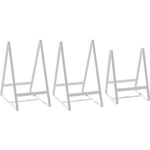 2 Large 1 Small Triangle Plate Holders Organizers Upright Cabinet Dish Drying Racks Metal Plate Dish Organizers Racks Stands for Countertop and Cupboard White