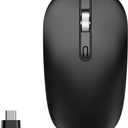 cimetech Type C Wireless Mouse, USB C Mice 2.4G Silent Cordless with Type C Receiver, Portable Computer Mouse for Laptop, Notebook, MacBook Pro Air, Windows, Linux - Ambidextrous Black