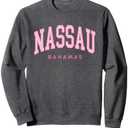 Nassau Bahamas Preppy Retro Throwback Pink Womens Souvenir Sweatshirt,  L