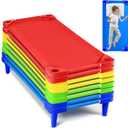 8 Pcs Stackable Daycare Cots for Toddler 54" l x 23" W Kids Cots for Sleeping Portable Kids Bed Furniture Bed Frames Headboards Footboards for Classroom Preschool (Multicolor), 54" Length x 23" Width