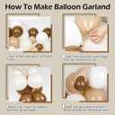 140Pcs Netural Balloon Garland Arch Kit, 5 10 12 18inch Brown Beige Nude Tan Balloons for Birthday Party Netural Bear Baby Shower Decorations