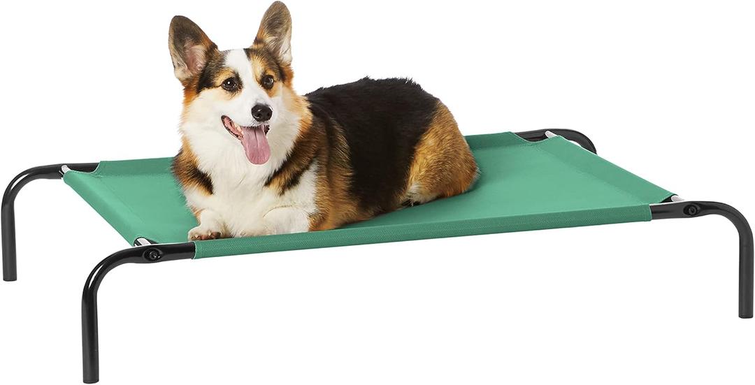 Amazon Basics Cooling Breathable Elevated Dog Bed with Metal Frame for Medium Dogs, 43 x 26 x 7.5 Inch, Green Amazon Basics Cooling Breathable Elevated Dog Bed with Metal Frame for Medium Dogs, 43 x 26 x 7.5 Inch, Green