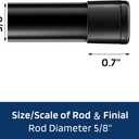Black Curtain Rods 2 Pack, 5/8 Inch Small Curtain Rods for Windows 32 to 45 Inch Stainless Steel with Brackets Easy to Install for Bedroom Living room Bathroom Kitchen