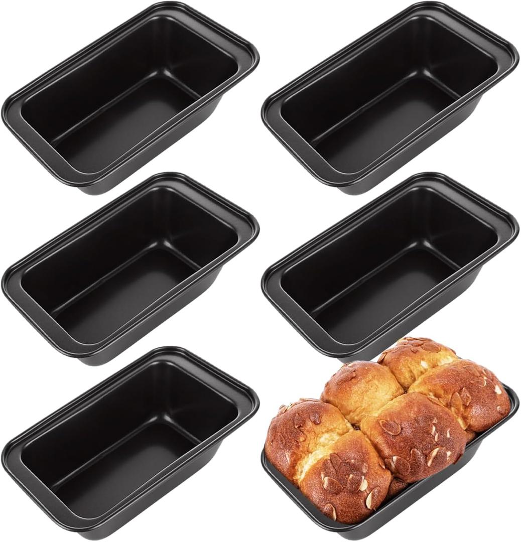 QTLCOHD 6 Pack 8" x 4" Loaf Pan, Nonstick Carbon Steel Bread Loaf Pans for Baking Homemade Bread